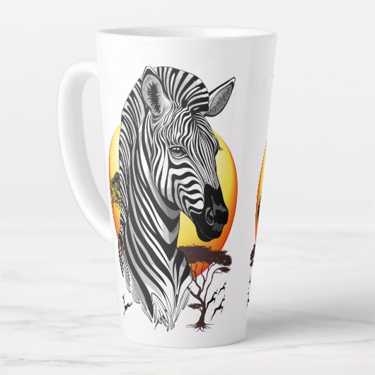 Zebra African Savanna Wild Animal Latte Mok (Linkerhoek)