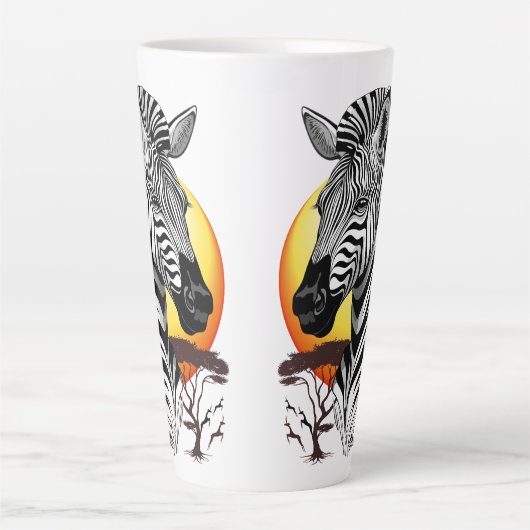Zebra African Savanna Wild Animal Latte Mok (Voorkant)