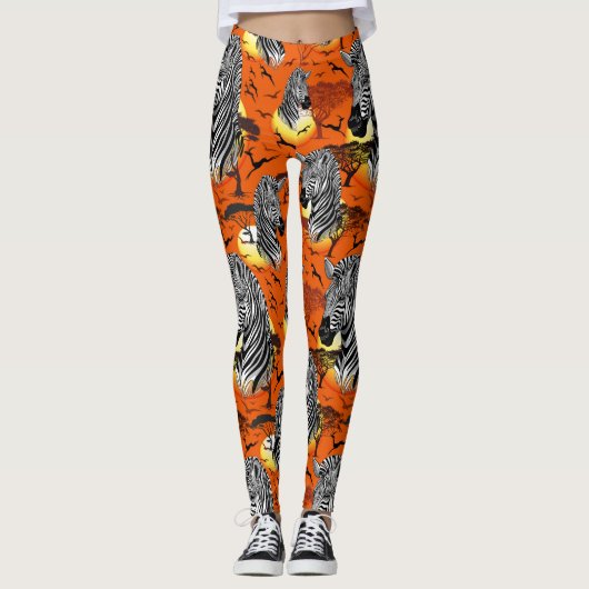 Zebra African Savanna Wild Animal Leggings (Voorkant)