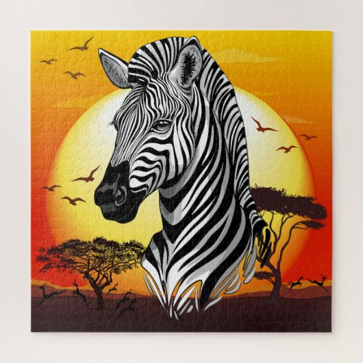 Zebra African Savanna Wild Animal Legpuzzel (Verticaal)