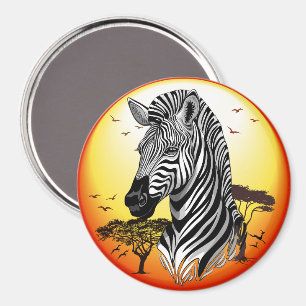 Zebra African Savanna Wild Animal Magneet