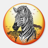 Zebra African Savanna Wild Animal Magneet (Voorkant)