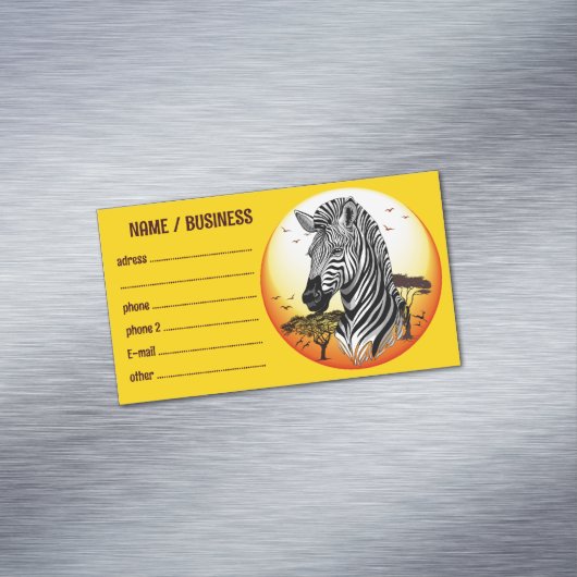 Zebra African Savanna Wild Animal Magnetisch Visitekaartje (Voorbeeld)