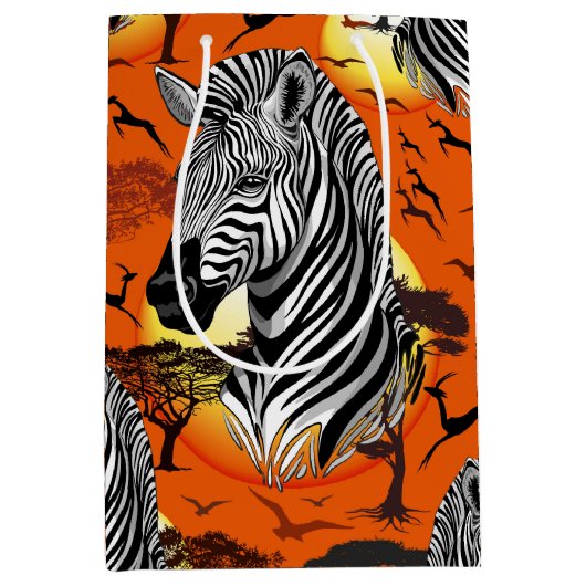 Zebra African Savanna Wild Animal Medium Cadeauzakje (Voorkant)