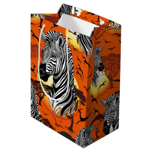 Zebra African Savanna Wild Animal Medium Cadeauzakje (Achterkant Gekanteld)