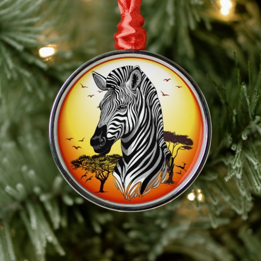 Zebra African Savanna Wild Animal Metalen Ornament (Boom)