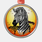 Zebra African Savanna Wild Animal Metalen Ornament (Voorkant)