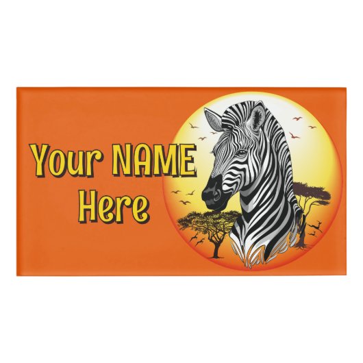 Zebra African Savanna Wild Animal Naambadge (Voorkant)
