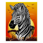 Zebra African Savanna Wild Animal Perfect Poster (Voorkant)