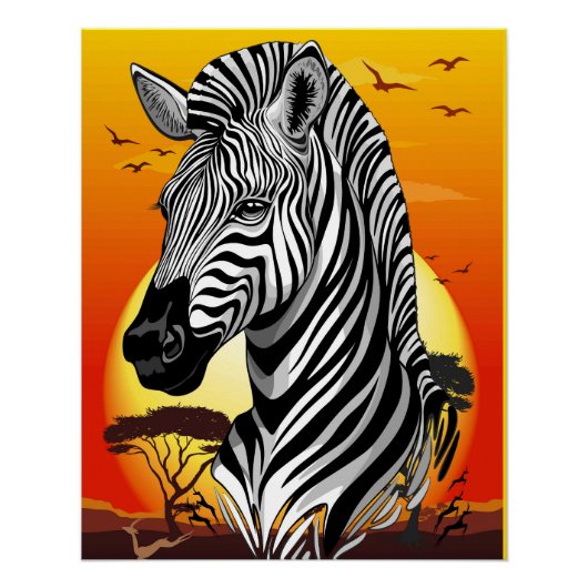 Zebra African Savanna Wild Animal Perfect Poster (Voorkant)