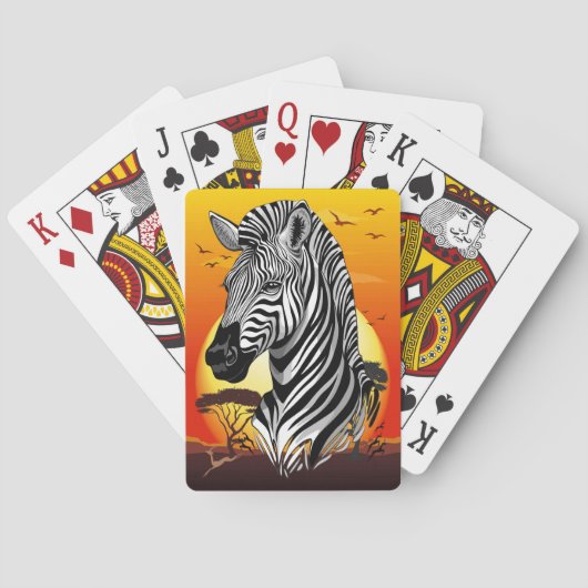 Zebra African Savanna Wild Animal Pokerkaarten (Achterkant)