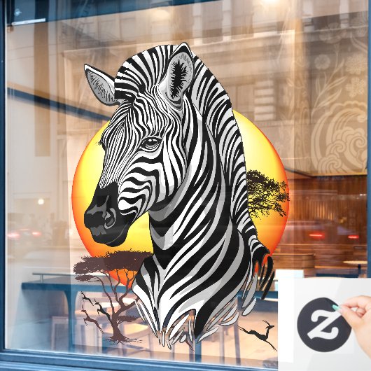 Zebra African Savanna Wild Animal Raamsticker (Cafe Raam)
