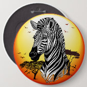 Zebra African Savanna Wild Animal Ronde Button 6,0 Cm (Voorkant /achterkant)