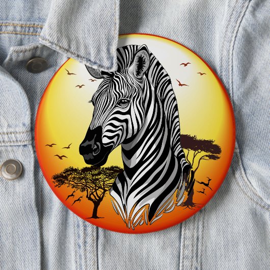 Zebra African Savanna Wild Animal Ronde Button 6,0 Cm (In situ)