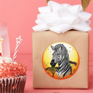 Zebra African Savanna Wild Animal Ronde Sticker