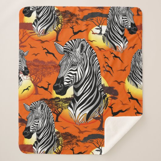 Zebra African Savanna Wild Animal Sherpa Deken (Voorkant)