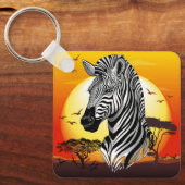 Zebra African Savanna Wild Animal Sleutelhanger (Voorkant)