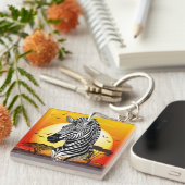 Zebra African Savanna Wild Animal Sleutelhanger (Voorkant Rechts)