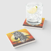 Zebra African Savanna Wild Animal Stenen Onderzetter (Zijkant)