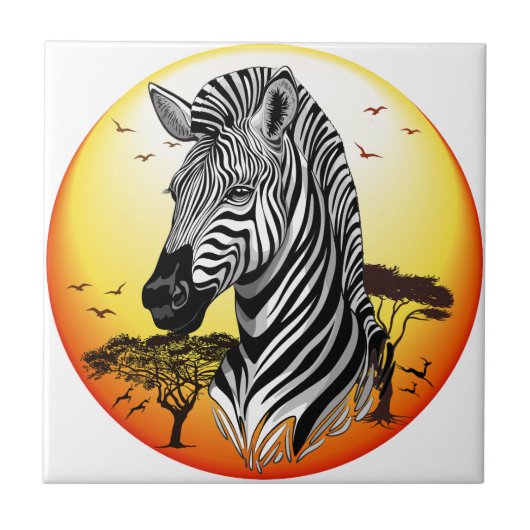 Zebra African Savanna Wild Animal Tegeltje (Voorkant)