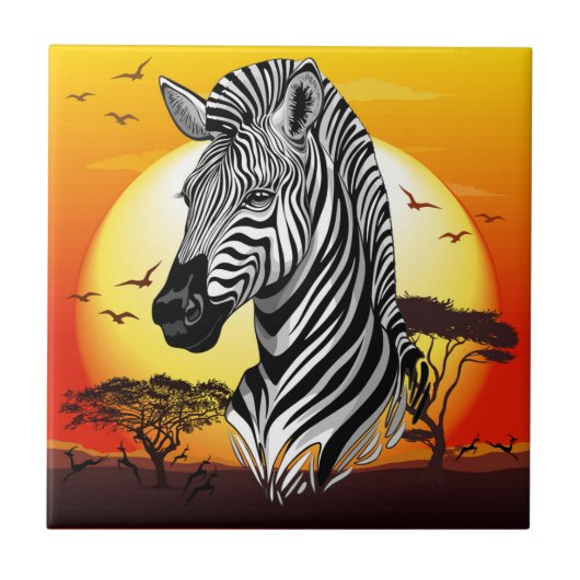 Zebra African Savanna Wild Animal Tegeltje (Voorkant)