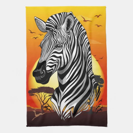 Zebra African Savanna Wild Animal Theedoek (Verticaal)