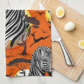 Zebra African Savanna Wild Animal Theedoek (Quarter Fold)