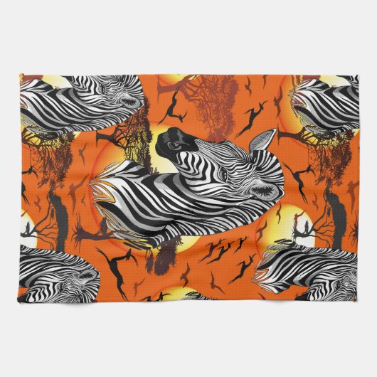 Zebra African Savanna Wild Animal Theedoek (Horizontaal)