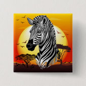 Zebra African Savanna Wild Animal Vierkante Button 5,1 Cm (Voorkant)