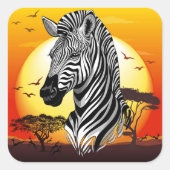 Zebra African Savanna Wild Animal Vierkante Sticker (Voorkant)