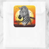 Zebra African Savanna Wild Animal Vierkante Sticker (Tas)
