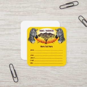 Zebra African Savanna Wild Animal Vierkante Visitekaartje