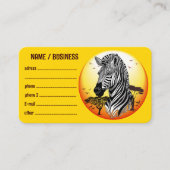Zebra African Savanna Wild Animal Visitekaartje (Voorkant)