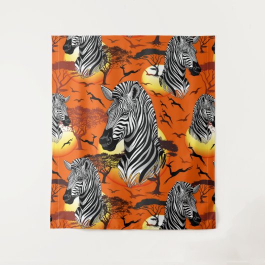 Zebra African Savanna Wild Animal Wandkleed (Voorkant)