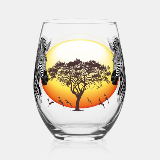 Zebra African Savanna Wild Animal Wijnglas Zonder Voet (Voorkant)