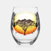 Zebra African Savanna Wild Animal Wijnglas Zonder Voet (Achterkant)