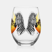 Zebra African Savanna Wild Animal Wijnglas Zonder Voet (Rechts)