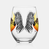 Zebra African Savanna Wild Animal Wijnglas Zonder Voet (Links)