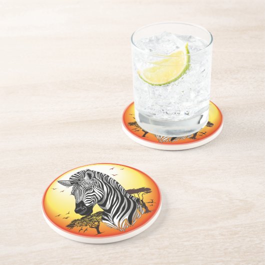 Zebra African Savanna Wild Animal Zandsteen Onderzetter (Zijkant)