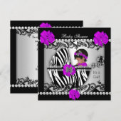Zebra Afrikaanse Amerikaanse Baby shower Cute Baby Kaart (Voorkant / Achterkant)