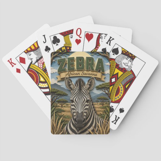Zebra Afrikaanse savanne POPCUT Pokerkaarten (Achterkant)