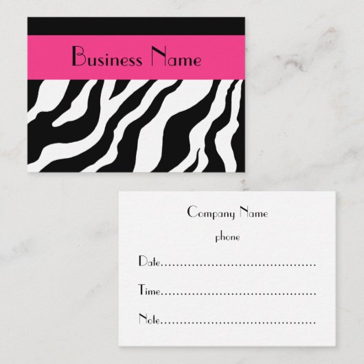Zebra Afspraakkaart Afsprakenkaartje (Voorkant / Achterkant)