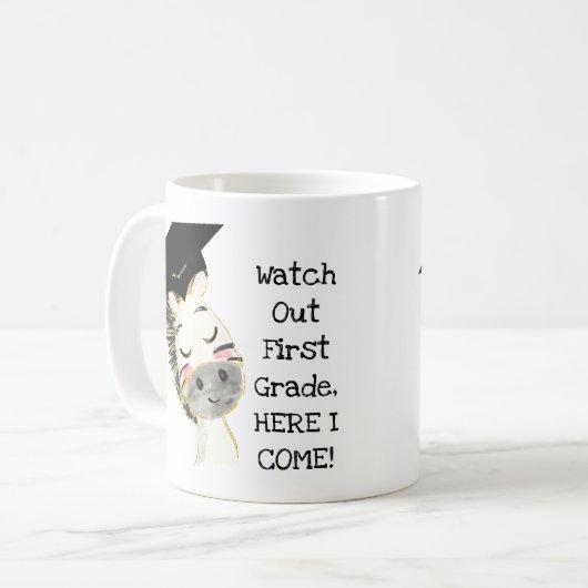 Zebra Afstuderen, hier kom ik Klassieke Mok, 11 oz Koffiemok (Voorkant links)