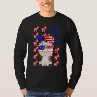 Zebra Amerikaanse vlag Zebra Patriottisch 4 juli T-shirt
