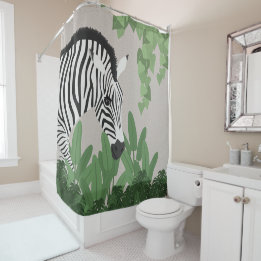 Zebra amongst Leaves Douchegordijn