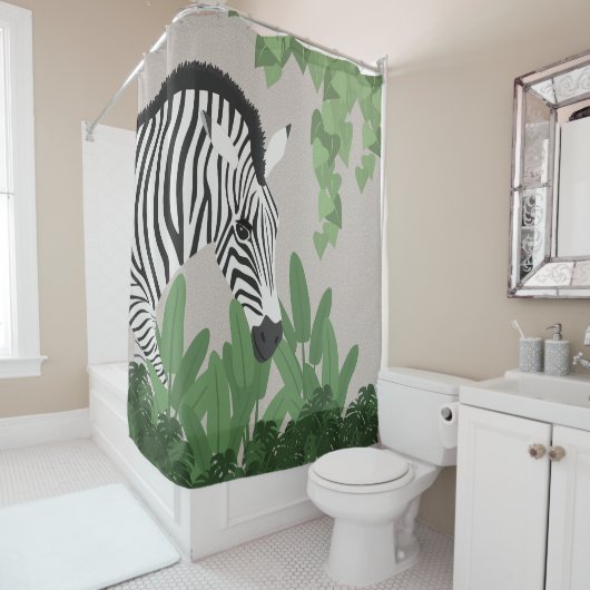 Zebra amongst Leaves Douchegordijn (In situ)