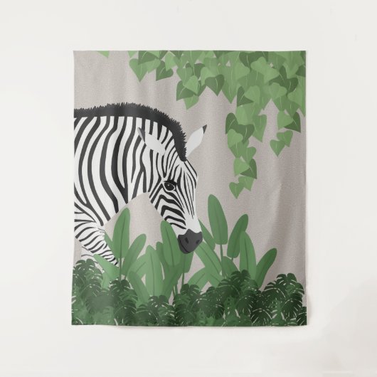 Zebra amongst Leaves Tapestry Wandkleed (Voorkant)