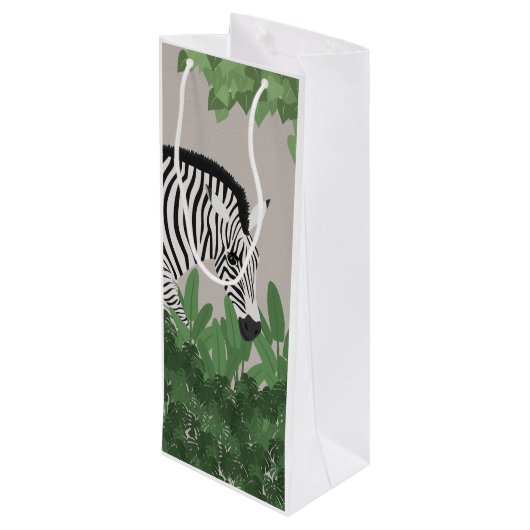 Zebra amongst Leaves Wijn Cadeautas (Achterkant Gekanteld)