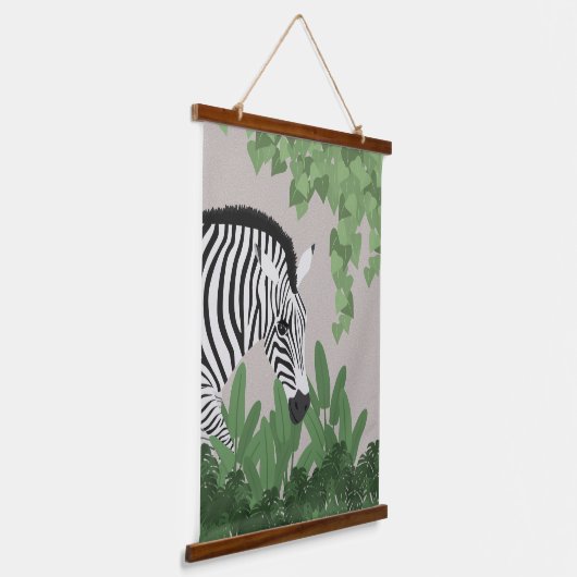 Zebra amongst Leaves Wood Topped Wall Tapestry Hangend Wandkleed (Gebogen)