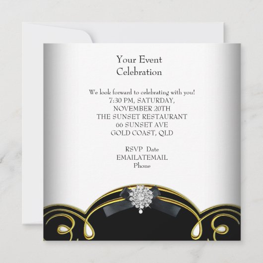 Zebra Animal Black White Gold-feestdag Kaart (Achterkant)